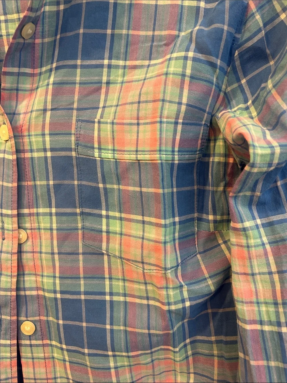 J. Crew Blue and Pink Madras Plaid Cotton Button up Shirt